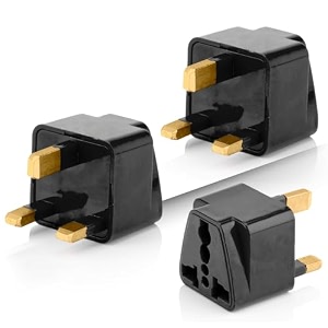 hi-plasst black uk adapter type-g plug - 3pcs pack - uk travel converter for dubai singapore hong kong malaysia - compact amp durable india to uk plug adapter
