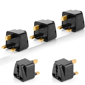 hi-plasst black uk adapter type-g plug 5pcs pack travel converter for dubai singapore hong kong malaysia - compact amp durable india to uk plug adapter
