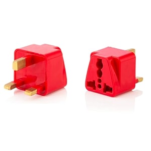 hi-plasst india to uk adapter type-g plug - 2pcs pack - uk travel converter for indian plugs for use in dubai singapore hong kong maldives - compact amp durable red