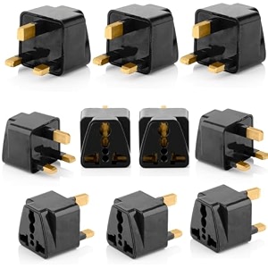 hi-plasst black uk adapter type-g plug - 10pcs pack - uk travel converter for dubai singapore hong kong malaysia - compact amp durable india to uk plug adapter