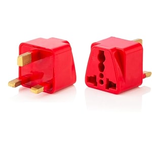 hi-plasst india to uk adapter type-g plug - 1pc pack - uk travel converter for indian plugs for use in dubai singapore hong kong maldives - compact amp durable red