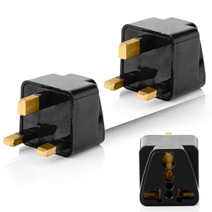 hi-plasst black uk adapter type-g plug - 2pcs pack - uk travel converter for dubai singapore hong kong malaysia - compact amp durable india to uk plug adapter