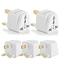 Hi-Plasst India to UK Adapter (Type-G Plug) - 5pcs Pack - UK Converter for Indian Plugs &amp; Devices, Dubai, Singapore, Malaysia - Travel Plug Adapter with Universal Socket (White)