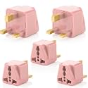 Hi-Plasst (5pcs Pack) India to UK Plug Adapter // Type-G Plug Adapter - UK Converter for Indian Plug for Dubai, Singapore, Hong Kong, Malaysia - Compact UK Travel Adapter