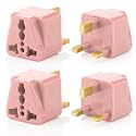 Hi-Plasst (4pcs Pack) India to UK Plug Adapter // Type-G Plug Adapter - UK Converter for Indian Plug for Dubai, Singapore, Hong Kong, Malaysia - Compact UK Travel Adapter