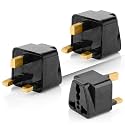 Hi-Plasst Black UK Adapter (Type-G Plug) - 3pcs Pack - UK Travel Converter for Dubai, Singapore, Hong Kong, Malaysia - Compact &amp; Durable India to UK Plug Adapter