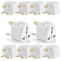 Hi-Plasst India to UK Adapter (Type-G Plug) - 10pcs Pack - UK Converter for Indian Plugs &amp; Devices, Dubai, Singapore, Malaysia - Travel Plug Adapter with Universal Socket (White)