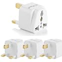 Hi-Plasst India to UK Adapter (Type-G Plug) - 4pcs Pack - UK Converter for Indian Plugs &amp; Devices, Dubai, Singapore, Malaysia - Travel Plug Adapter with Universal Socket (White)