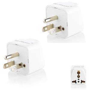 hi-plasst pack of 2 india to usa converter plug - 3 pin type b plug with universal socket us travel adapter converter for united states canada mexico japan taiwan philippines