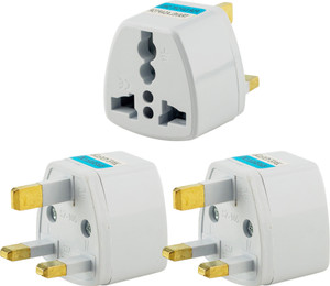 hi plast 3pc type-g adapter universal travel worldwide adapter uk plug 3pin uk converter socket flat pin wall plugs power plug white