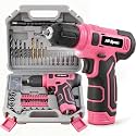 Hi-Spec 8V USB Cordless Drill Driver Set with Toolbox for Home DIY, Pink