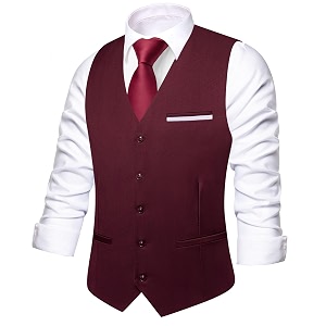 Hi-Tie Mens Formal Solid Suit Vest Slim