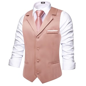 Hi-Tie Mens Formal Solid Suit Vest Slim