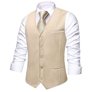 Hi-Tie Mens Formal Solid Suit Vest Slim