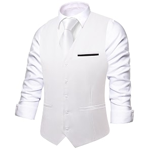 Hi-Tie Mens Formal Solid Suit Vest Slim
