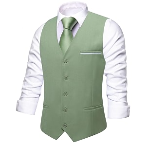 Hi-Tie Mens Formal Solid Suit Vest Slim