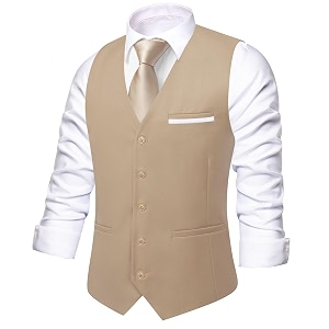 Hi-Tie Mens Formal Solid Suit Vest Slim