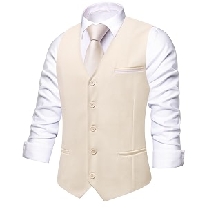 Hi-Tie Mens Formal Solid Suit Vest Slim