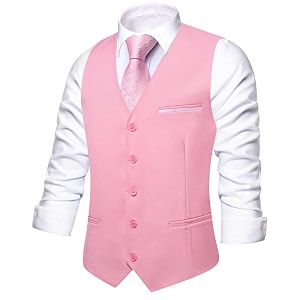 Hi-Tie Mens Formal Solid Suit Vest Slim