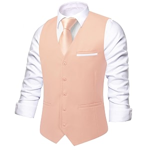 Hi-Tie Mens Formal Solid Suit Vest Slim