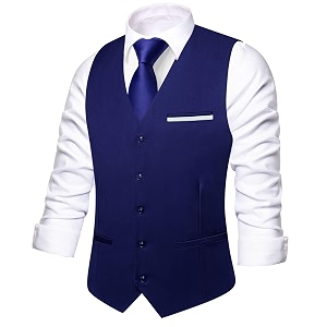 Hi-Tie Mens Formal Solid Suit Vest Slim