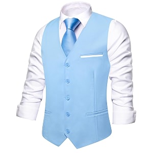 Hi-Tie Mens Formal Solid Suit Vest Slim