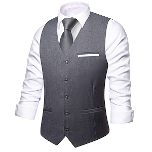 Hi-Tie Mens Formal Solid Suit Vest Slim
