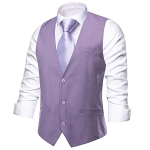 Hi-Tie Mens Formal Solid Suit Vest Slim