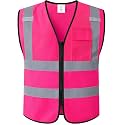 Hi Vis Construction Safety Vest for Men Women,KZ179,Pink,XL