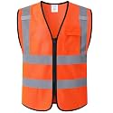 Hi Vis Construction Safety Vest for Men Women,KZ179,Orange,M
