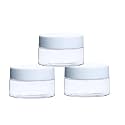 Hian Refillable Cosmetic Jars Pack of 3 (15GM, 3.8x2.5 CM) BPA-Free Acrylic Cream Containers with Leakproof White Lids, Mini Travel Storage for Lotion, Balm, Makeup & Skincare