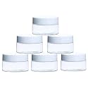 Hian Refillable Cosmetic Jars Pack of 6 (15GM, 3.8x2.5 CM) BPA-Free Acrylic Empty Cream Containers with Leakproof White Lids, Portable Mini Travel Pots for Lotion, Balm, Makeup, Skincare Storage