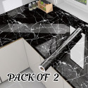 hias 60 cm x 200 cm Waterproof Decorative Foils Wallpaper (Black, Pack of 2)