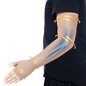 hiball lymphedema medical compression arm sleeve with gauntlet 20-30 mmhg long graduated compression full arm support