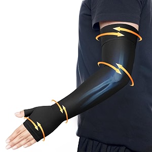 hiball lymphedema medical compression arm sleeve with gauntlet 20-30 mmhg long graduated compression full arm support