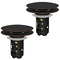 Hibbent 2 Pack 3 in 1 Bathroom Sink Drain Strainer, Pop Up Sink Stopper with Big Push Cap, Anti-Clogging Metal Filter Basket,Sink Plug with Hair Catcher for 1.1''~2.36'' Basin, Oil-Rubbed Bronze