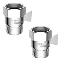 Hibbent All Metal 2 Pack Shower Head Flow Control Valve, G1/2 Brass Shut-off Valve with Metal Handle Lever, Shut OFF Water Flow Control Regulator for Handheld Shower, or Bidet Sprayer, Chorme