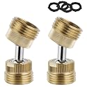 Hibbent Garden Hose Adapter, 3/4 Inch Swivel Brass Garden Hose Protector, Dual Rotation Male to Male Brass Connector with Extra 4 Washers, 2 Pack