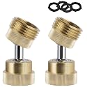 Hibbent Garden Hose Adapter, 3/4 Inch Swivel Brass Garden Hose Protector, Dual Rotation Male to Female Brass Connector with Extra 4 Washers, 2 Pack