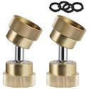 Hibbent Garden Hose Adapter, 3/4 Inch Swivel Brass Garden Hose Protector, Dual Rotation Female to Female Brass Connector with Extra 4 Washers, 2 Pack