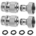 Hibbent Garden Hose Quick Connector, 2 Sets Solid Brass 3/4 Inch GHT Thread Faucet Hose Quick Connect Fitting, Female and Male Adapter