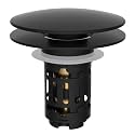 Hibbent Upgraded 3 in 1 Bathroom Sink Drain Strainer, Pop Up Sink Stopper with Big Push Cap, Anti-Clogging Metal Filter Basket,Sink Plug with Hair Catcher for 1.1''~2.36'' Basin, Matte Black
