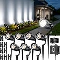 HIBOITEC Low Voltage Landscape Lighting 1200LM 12W with Connectors 100W Transformer Photocell Sensor and Timer Spotlights Landscape Lights Kit IP65 Waterproof 5000K for House Yard Trees Garden 8 Packs