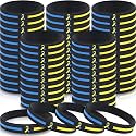Hiboom 100 PCS Down Syndrome Awareness Silicone Bracelet Wristband Blue Yellow Ribbon Rubber Bracelets Wristband for Women Men Social Charity Event