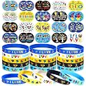 Hiboom 80 Pieces Autism Awareness Bracelets and Pins Set Puzzle Pieces Ribbon Buttons Badge and Bracelets Gifts for Autism Acceptance Month Bulk Items Gifts Accessories Party Favors