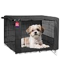 HiCaptain 24-Inch Dog Crate Cover with Mesh, Waterproof Kennel Cover, Black