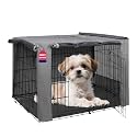 HiCaptain 24-Inch Dog Crate Cover with Mesh, Waterproof Kennel Cover, Grey