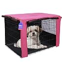 HiCaptain 24-Inch Dog Crate Cover with Mesh, Waterproof Kennel Cover, Pink