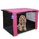 HiCaptain 36-Inch Dog Crate Cover with Mesh, Waterproof Kennel Cover, Pink