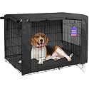 HiCaptain 42-Inch Dog Crate Cover with Mesh, Waterproof Kennel Cover, Black